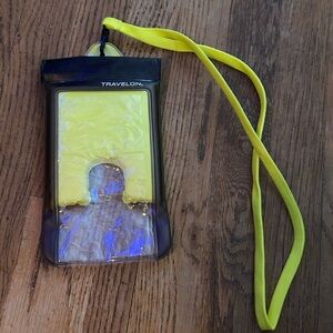 Travelon neon yellow waterproof floating cell phone Lanyard/Case/Pouch